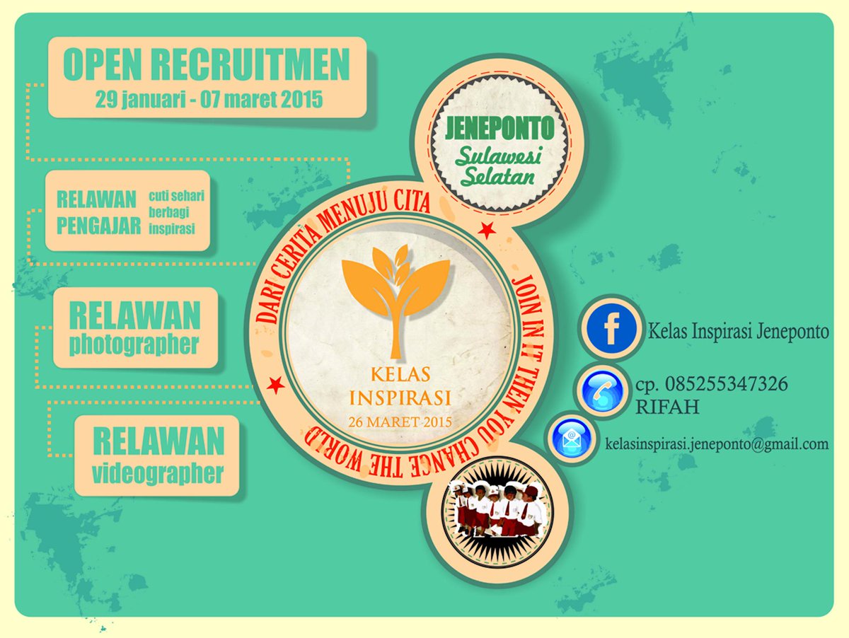 KI_Jeneponto1's tweet photo. Sehari berbagi selamanya menginspirasi. Mariki gabung di Kelas Inspirasi Jeneponto..!! silahkan daftarkan diri anda ! http://t.co/wnIJOIlHXR
