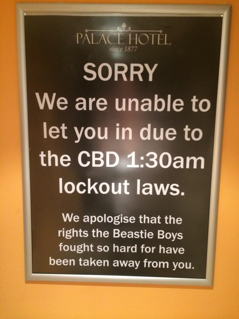 Well played, <a href="/palacehotelsyd/">Palace Hotel Sydney</a> #sydneylockout