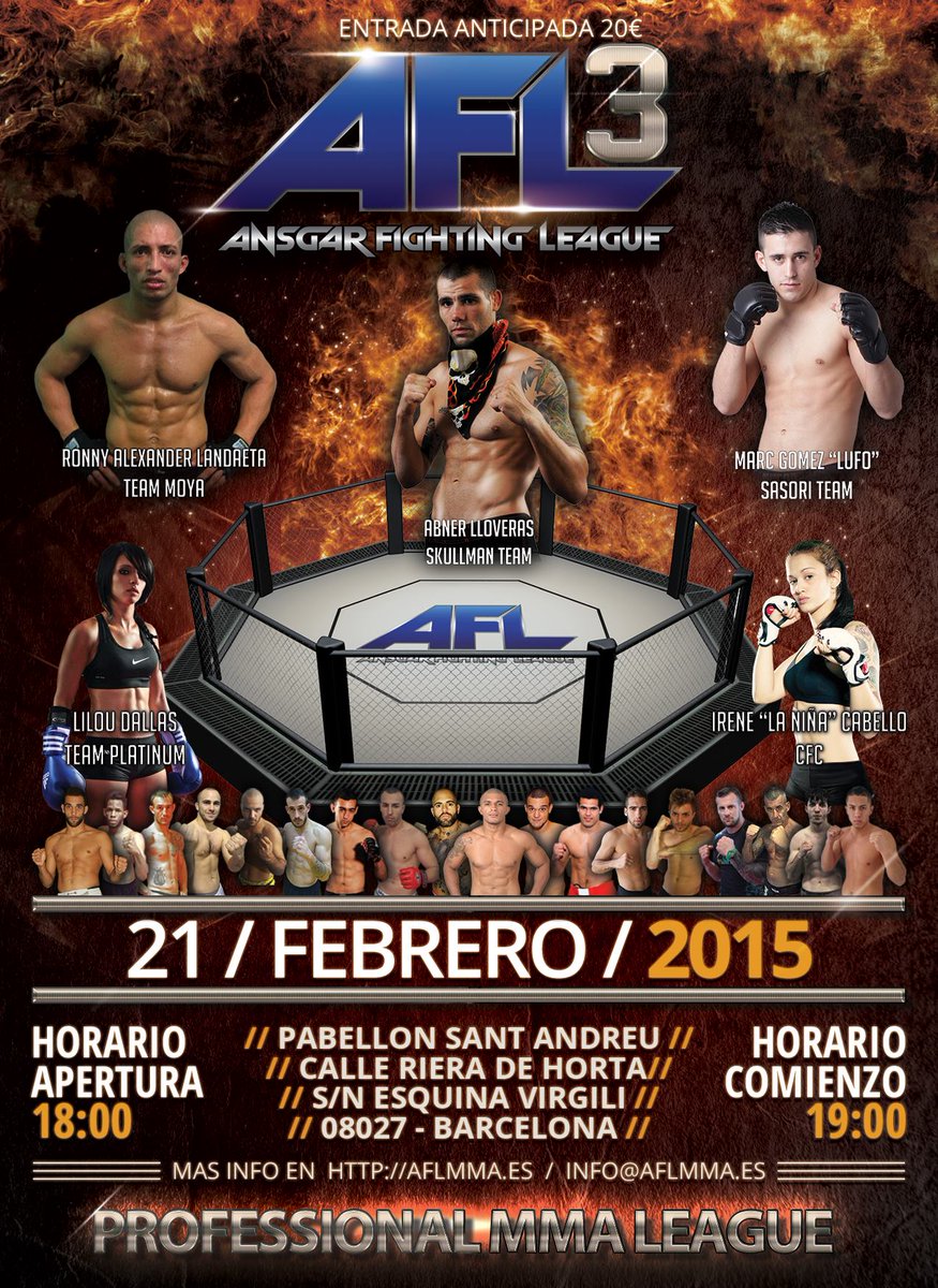 LocusDuoKie's tweet photo. YA ESTÁ LISTO @ANSGARFIGHTINGL 3ª EDICIÓN!!… Si quieres apoyar las MMA en España no te pierdas este evento!! http://t.co/MjgwhGQU5i