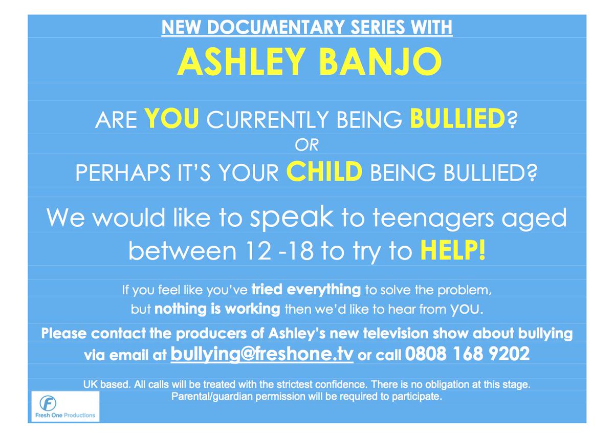 guys <a href="/FreshOneTV/">mister fpga</a> are working on a new TV show about bullying. They want to help 12 -18 yr olds to try to HELP!