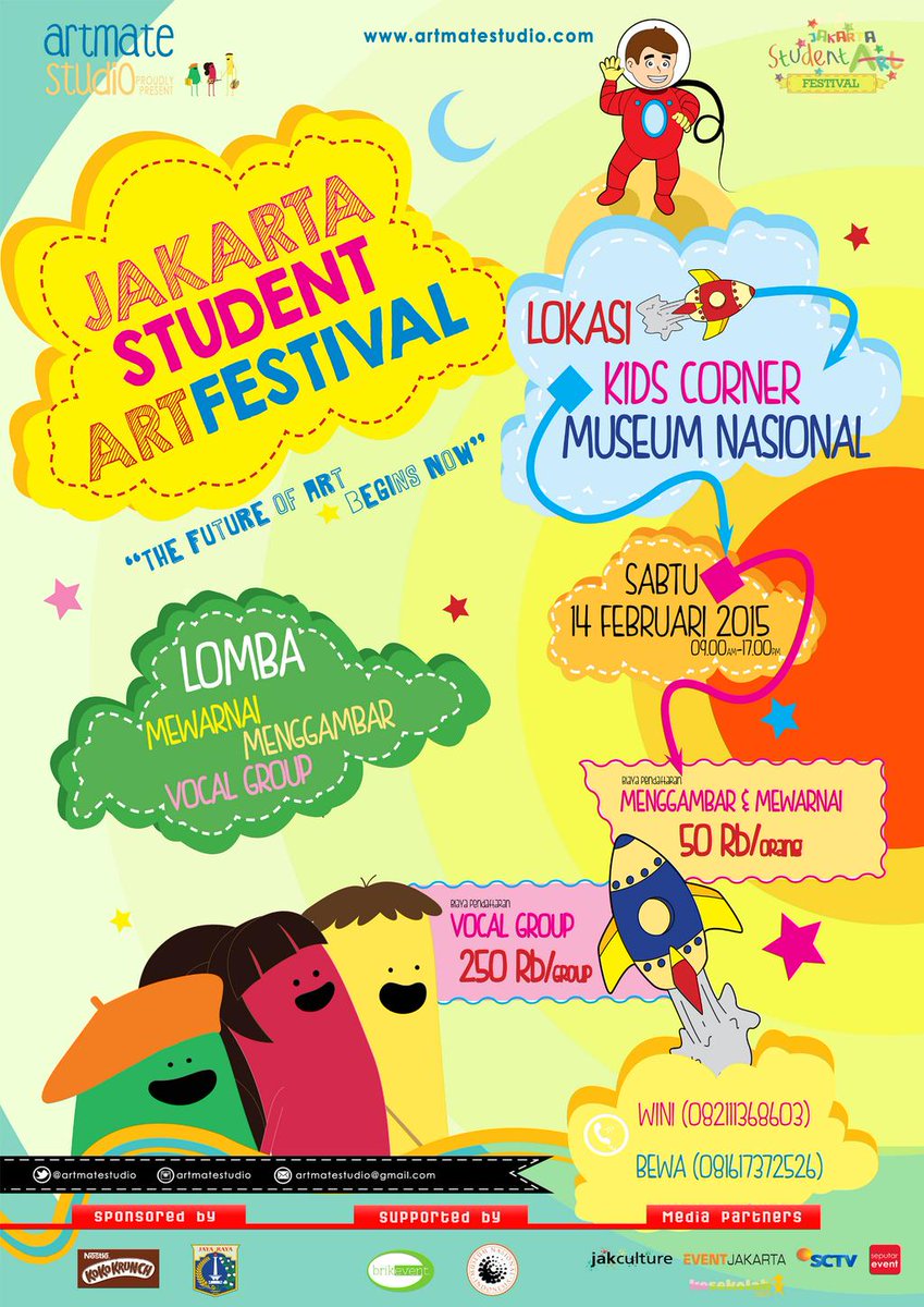 acaraapa_com's tweet photo. Jakarta Student Art Festival 14 Februari 2015, Kids Corner Museum Nasional,info>@artmatestudio http://t.co/DC7y4RentX http://t.co/wS3ZqS9UPq