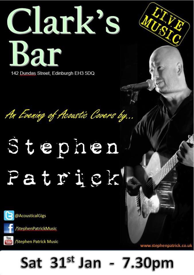 More #livemusic from Stephen Patrick <a href="/AcousticalGigs/">𝕊𝕥𝕖𝕡𝕙𝕖𝕟 𝔻</a> this Saturday from 7.30pm. Check him out on YouTube too.