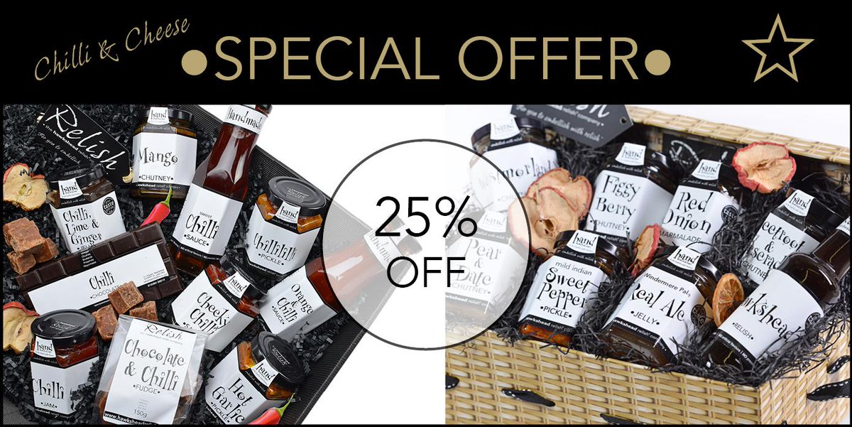 hawksheadrelish's tweet photo. Don't forget 25% off our Chilli &amp; Cheese Lovers Hampers, use code 'KICKSTART' at checkout http://t.co/ta5FFhbGmB http://t.co/NHBBk2kt5O