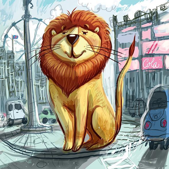 cillustrators's tweet photo. The Lion of London amongst some famous landmarks - #illustration by Timothy Banks http://t.co/2QyBE35KyD  #kidlitart http://t.co/yHXbq1UVRx