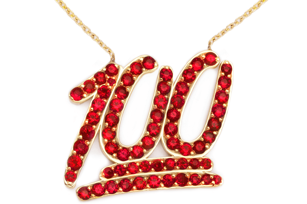 TheSnobette's tweet image. As JLo sang "Cuz I'm reeeeal" we present #KDIA's "100" 18k gold &amp;amp; ruby necklace, more info: bit.ly/1JAZIFA