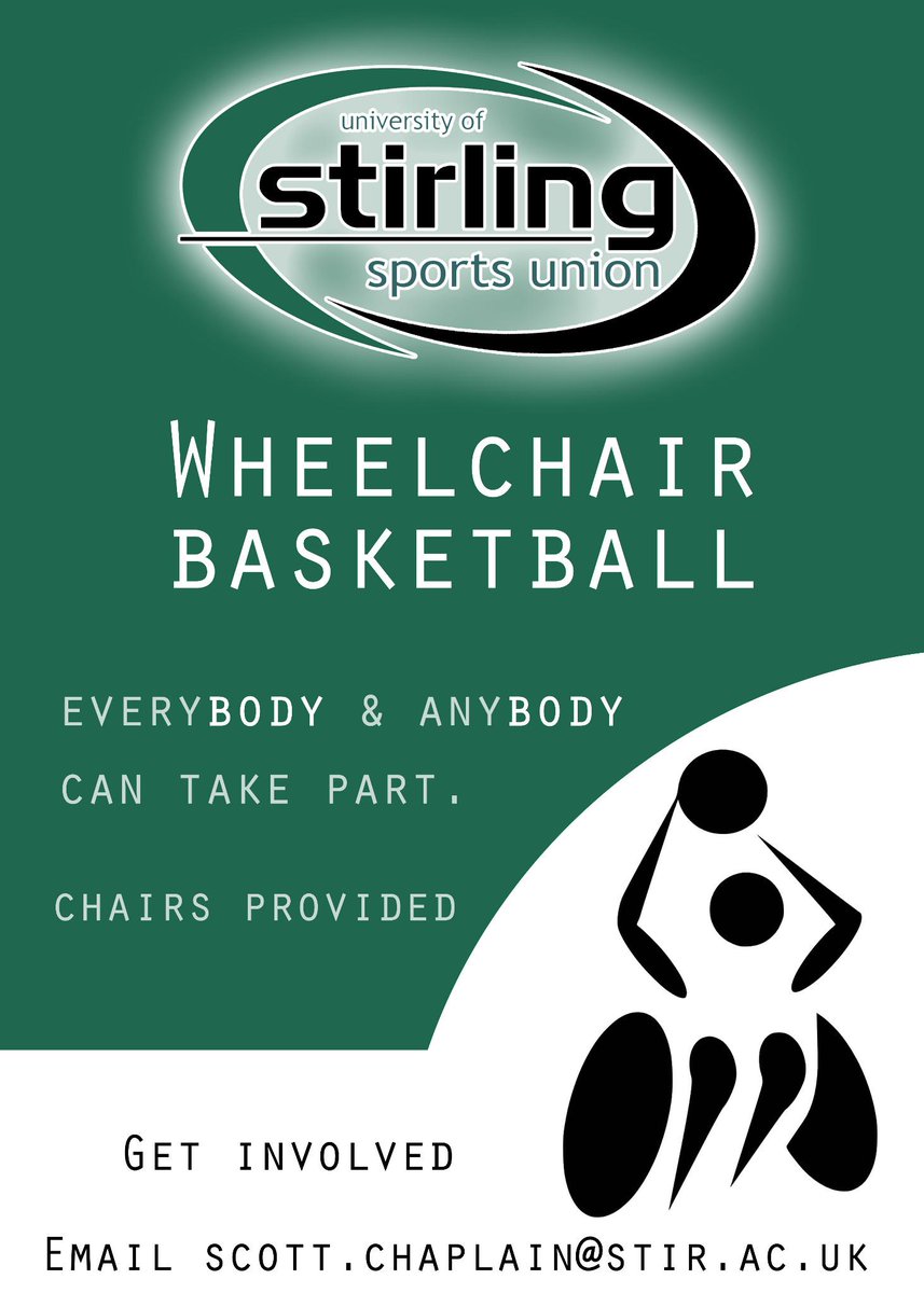 stirlingunion's tweet photo. Wheelchair basketball Give it a Go tomorrow at 11am in the Gannochy. Anyone can take part and chairs are provided. http://t.co/0IAsOwdoDA