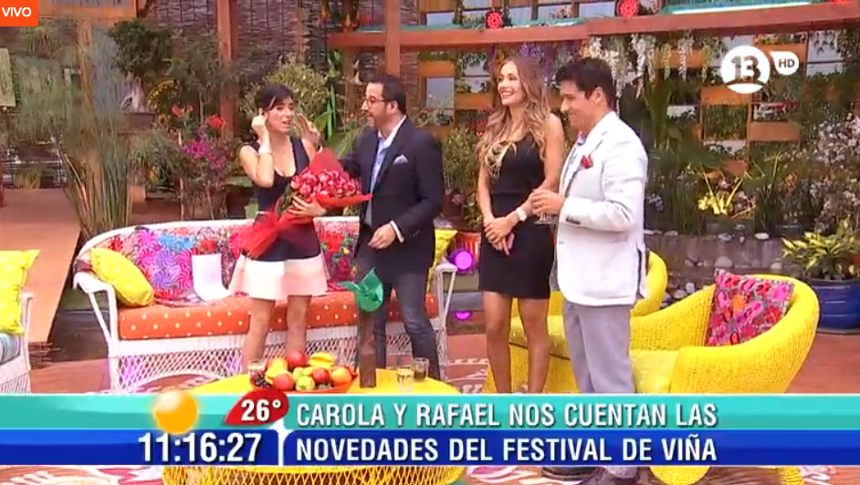 Gracias @CarolaDeMoras y <a href="/RafaAraneda/">Rafael Araneda</a> por venir a visitarnos al #Bienvenidos13! Todo el éxito en #Viña2015!