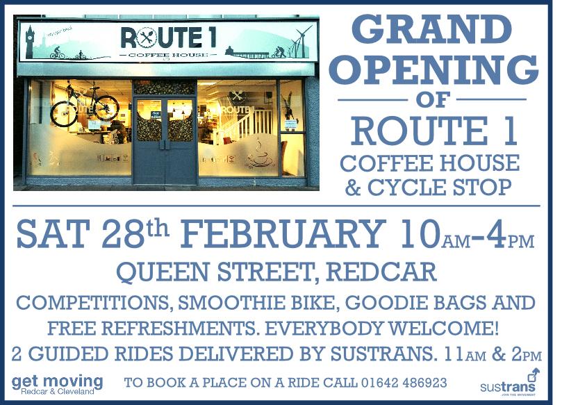 GMRC's tweet photo. Remember to keep 28th Feb free for the grand opening of Route1 #sustrans #redcar #cycling #cafe http://t.co/fgh8cxOSAF