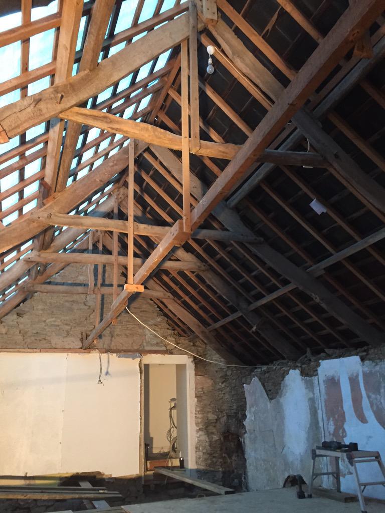 DJMCarpentry's tweet photo. Nice old fireplace we found hidden behind the walls &amp; old original beams now exposed in the roof http://t.co/8xMYYsZzxF