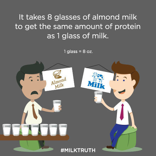 KSchrieberRD's tweet photo. MT @nmpf: DYK real milk has 8X's the protein of almond milk? #MilkTruth http://t.co/mkdxoX1xuB