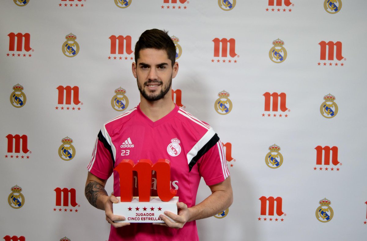 futbolmahou's tweet photo. .@isco_alarcon recibe el premio como #Jugador5EstrellasRM del @realmadrid en diciembre ¡Enhorabuena crack! http://t.co/NDyagiIMNM