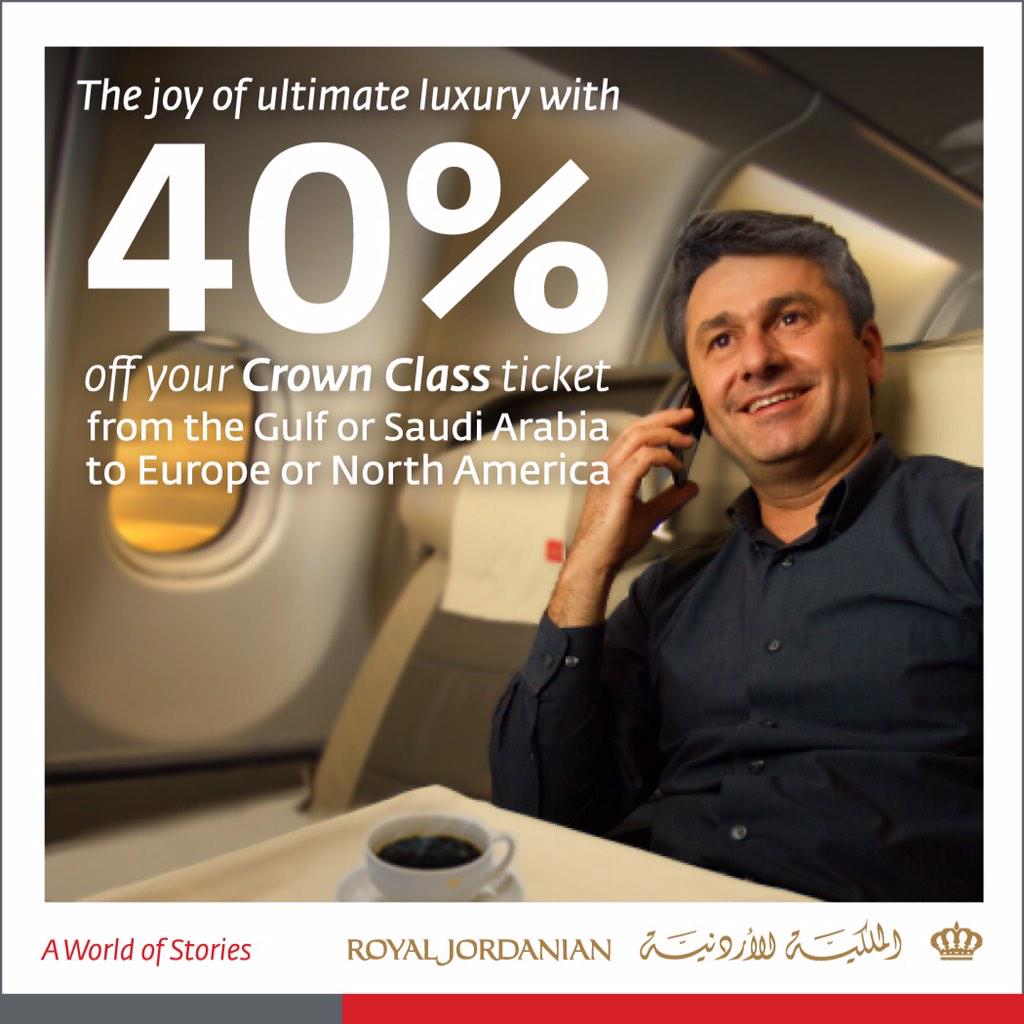 RoyalJordanian's tweet photo. Hurry & book your #RJ #CrownClass ticket now to benefit from this offer! For more info visit http://t.co/NwFkfCNCJx http://t.co/hxCXchQkIz