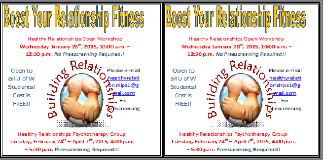 UWPSC's tweet photo. U of W students, stop by Leddy today from 10 to 12 for some great resources about Boost Your Relationship Fitness!! http://t.co/955nQhfbL8
