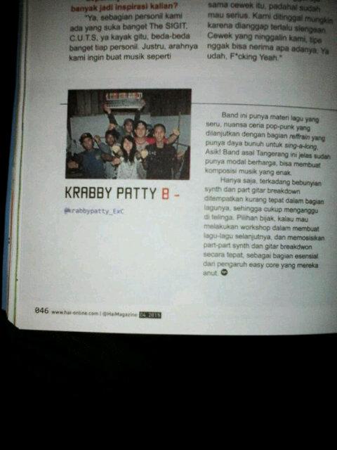 Selamat buat <a href="/krabbypatty_ExC/">KrabbyPatty Easycore</a> (Tangerang) masuk <a href="/HaiMagazine/">HAI</a> edisi minggu ini, goodluck yah