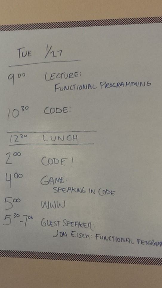 scottsmeester's tweet image. Another day at Javascript code bootcamp. Third week of ten… at RefactorU #codebootcamp #javascript