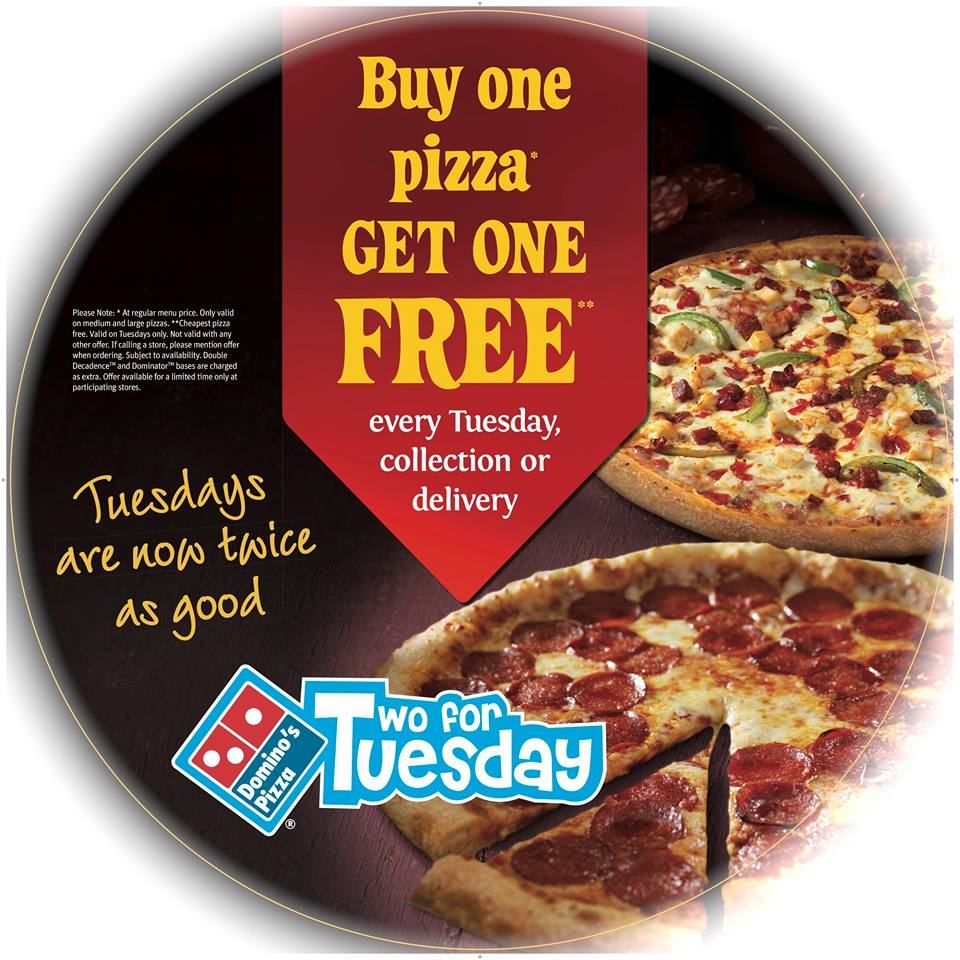 DominosLimerick's tweet image. It's Two for Tuesday!! Time to treat yourself and a lucky friend to some Pizza!