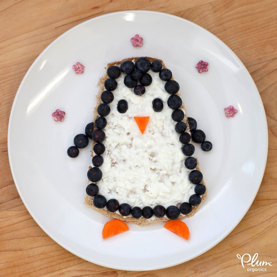 PlumOrganics's tweet photo. It’s cold outside so we’ve invited this little guy in to play! #FoodArt #Penguin #SuperPuffs #Brrr http://t.co/FNDP1d2hL1