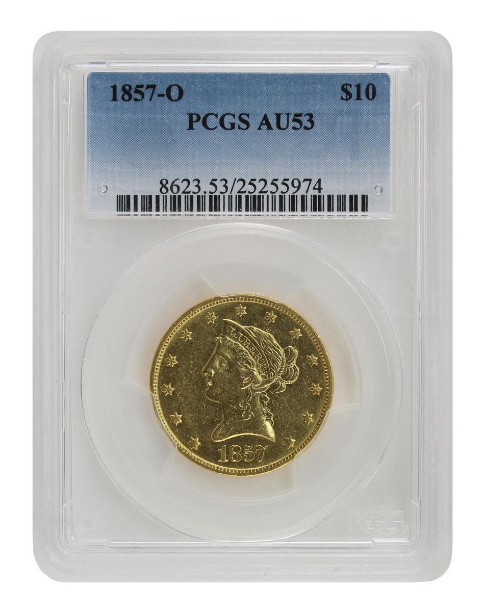 ThePhoenixGold's tweet image. 1857-O PCGS AU53 Half Eagle thephoenixgoldcorp.com/numismatic-coi…