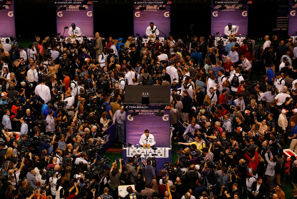 You could say Tom Brady was pretty popular at #SBMediaDay today...