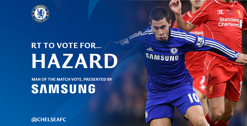 RT to vote for <a href="/hazardeden10/">Eden Hazard</a> as your #CFCvLFC man of the match!