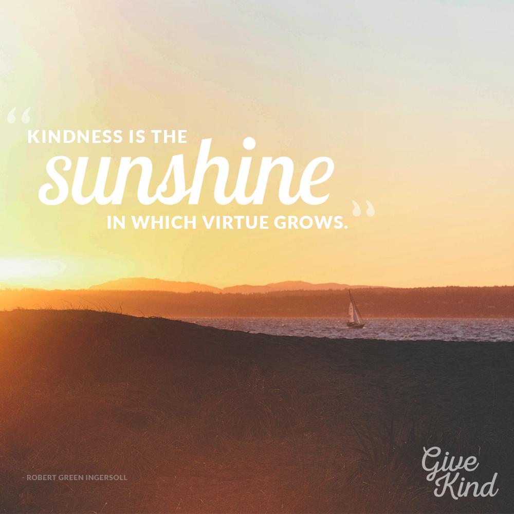 kindcampaign's tweet photo. "Kindness is the sunshine in which virtue grows.” - Robert Green Ingersoll 

Make some sunshine today. #GiveKind http://t.co/aglK2VNrKn
