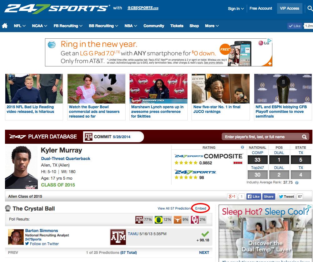 We have #CrystalBall embeds to use for blogs or posts on any site. Click Embed on player pages 247sports.com/Player/Kyler-M…