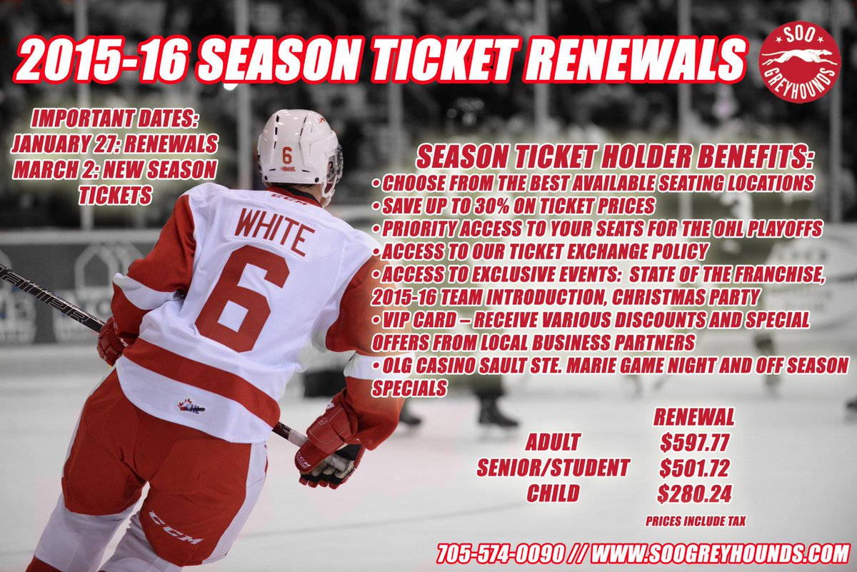 OHLHoundPower's tweet photo. Season Ticket Renewals for the 2015-16 Season start today! More information can be found here http://t.co/sGypXlNVei http://t.co/cG4bk4QDUi