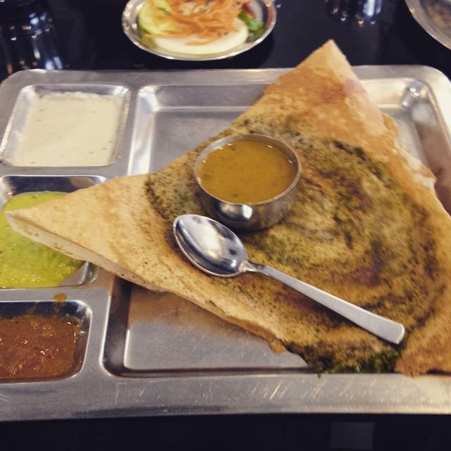 SKShlomo's tweet photo. Another day another dosa when you hang with @violinjyotsna and @thisislopa #yum #carnati... http://t.co/xqx48453EU http://t.co/fPycC5u1c3