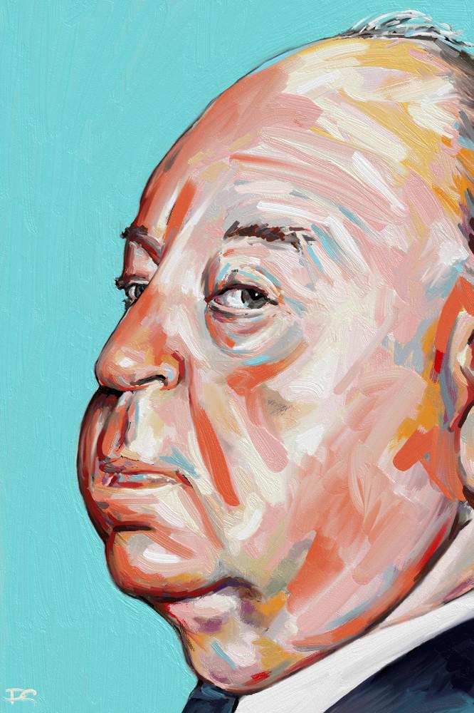 philthyart's tweet image. @BigArtBoost Latest digital portrait-'Hitchcock'. Part of  film director series,prints/cards coming soon #BigArtBoost