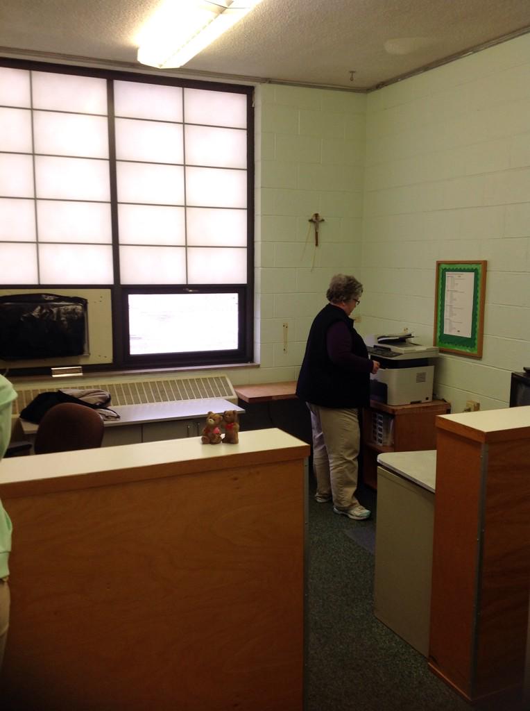 One of the many crucifixes in the school, this one located in the guidance office