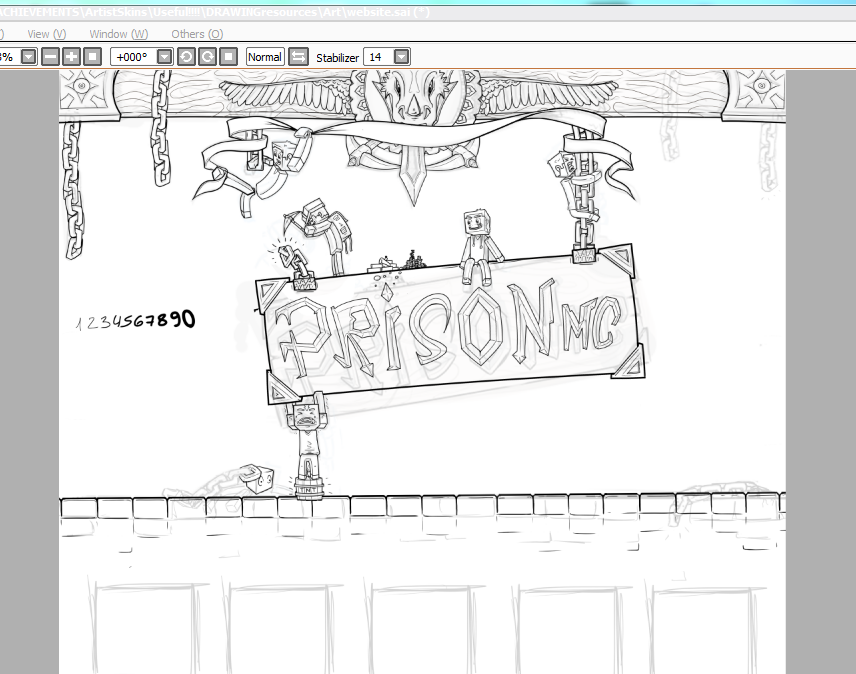 playprisonmc's tweet photo. Working a lot on releasing our prison server, we just got our final sketch for the website's frontpage!  @Pixelswift http://t.co/sdrn8R2G0D