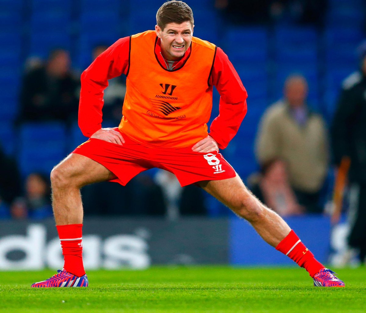 PHOTO: The skipper warms up at Stamford Bridge. 10 minutes until kick-off... #LFC