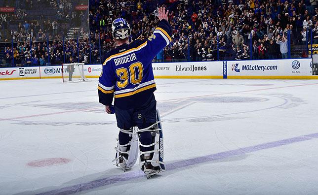 StLouisBlues's tweet photo. Congratulations @MartinBrodeur on a storied career and thanks for letting us share in it. #stlblues #OurBlues http://t.co/uVsm5J1EOs