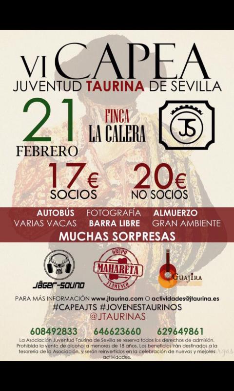 Empezamos a lo grande gracias a <a href="/JTaurinaS/">Juventud Taurina Sev</a> . El 21 de Febrero en la #CapeaJTS junto a <a href="/Mahareta1/">Mahareta</a> y <a href="/Guajira20/">Guajira</a> .