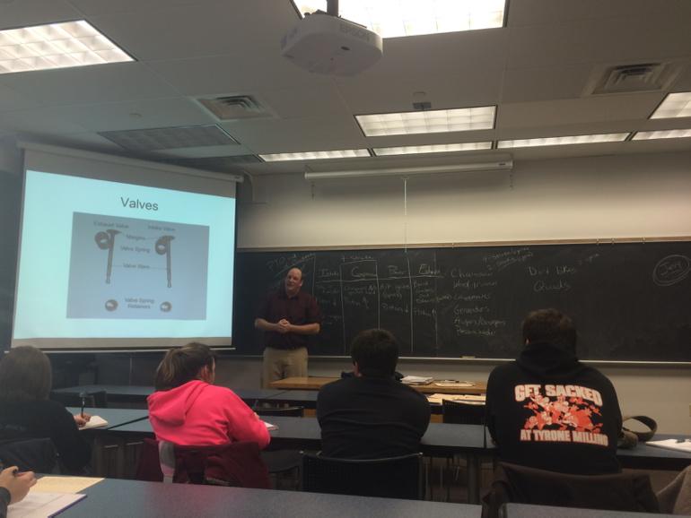 TeachAgPSU's tweet image. @jce122 is in his prime teaching small gas engines to the AEE349 class #passion #engagedclass