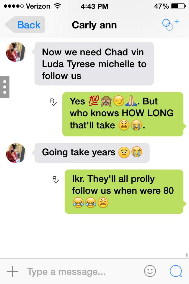 BarylskiA1's tweet photo. When u want someone to rlly follow u on twitter 😂😭😩 @Ludacris @TyreseGibson @ChadLindberg @MRodOfficial http://t.co/PqUC9G32jc