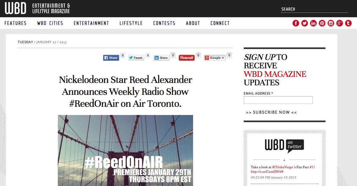AirTorontoRadio's tweet photo. Big thanks to @wereabigdeal for featuring @reedalexander's new show #ReedOnAIR! http://t.co/QIZVvyllQ0 #TeamToronto http://t.co/iyNN9yvGPh