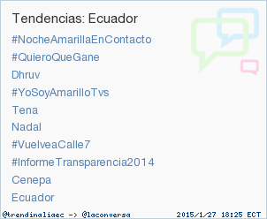 trendinaliaEC's tweet photo. #VuelveaCalle7 acaba de convertirse en TT ocupando la 7ª posición en Ecuador. Más en http://t.co/ImTx1Tv588 http://t.co/WkV2nF8ynz
