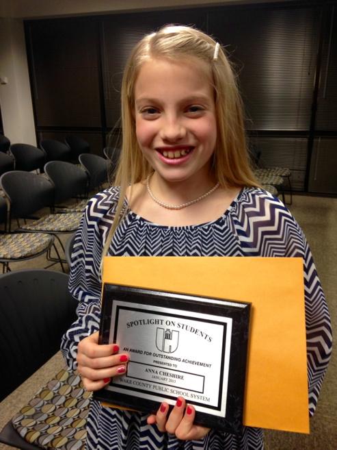 Way to Go, Anna! We are proud of you! #SpotlightonStudent <a href="/ABCombsPTA/">AB Combs PTA</a> <a href="/WCPSS/">Wake County Public School System</a> <a href="/CheshireDana/">Dana Cheshire</a>