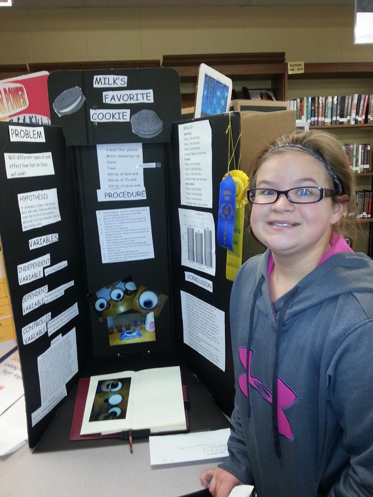 So proud of my Macy! 1st place in science fair and going to regionals:)