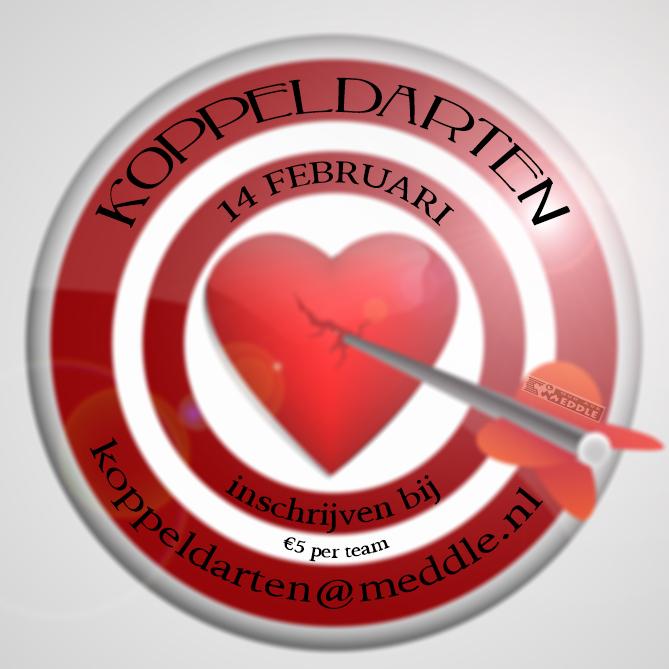 JsMeddle's tweet image. Valentijns Koppeldarten 2015! Schrijf je pijlsnel in voor dit toernooi bij koppeldarten@meddle.nl! #love #14feb #hart