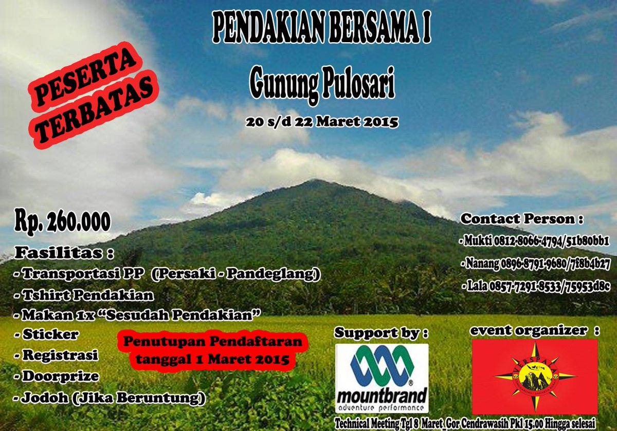 Open Trip Mt.Pulosari Tgl 20 s/d 22 Maret 2015 <a href="/infopendaki/">infopendaki</a> <a href="/infogunung/">infogunung</a> <a href="/BackpackerINA/">Backpacker Indonesia</a> pendaptaran terakhir 1 Maret