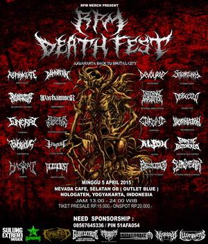 Kami ikut ambil bagian "@RPM_Merch Death Fest" pada 5 April di Nevada Cafe, Yogyakarta. Yang dekat datang &amp; ramaikan!