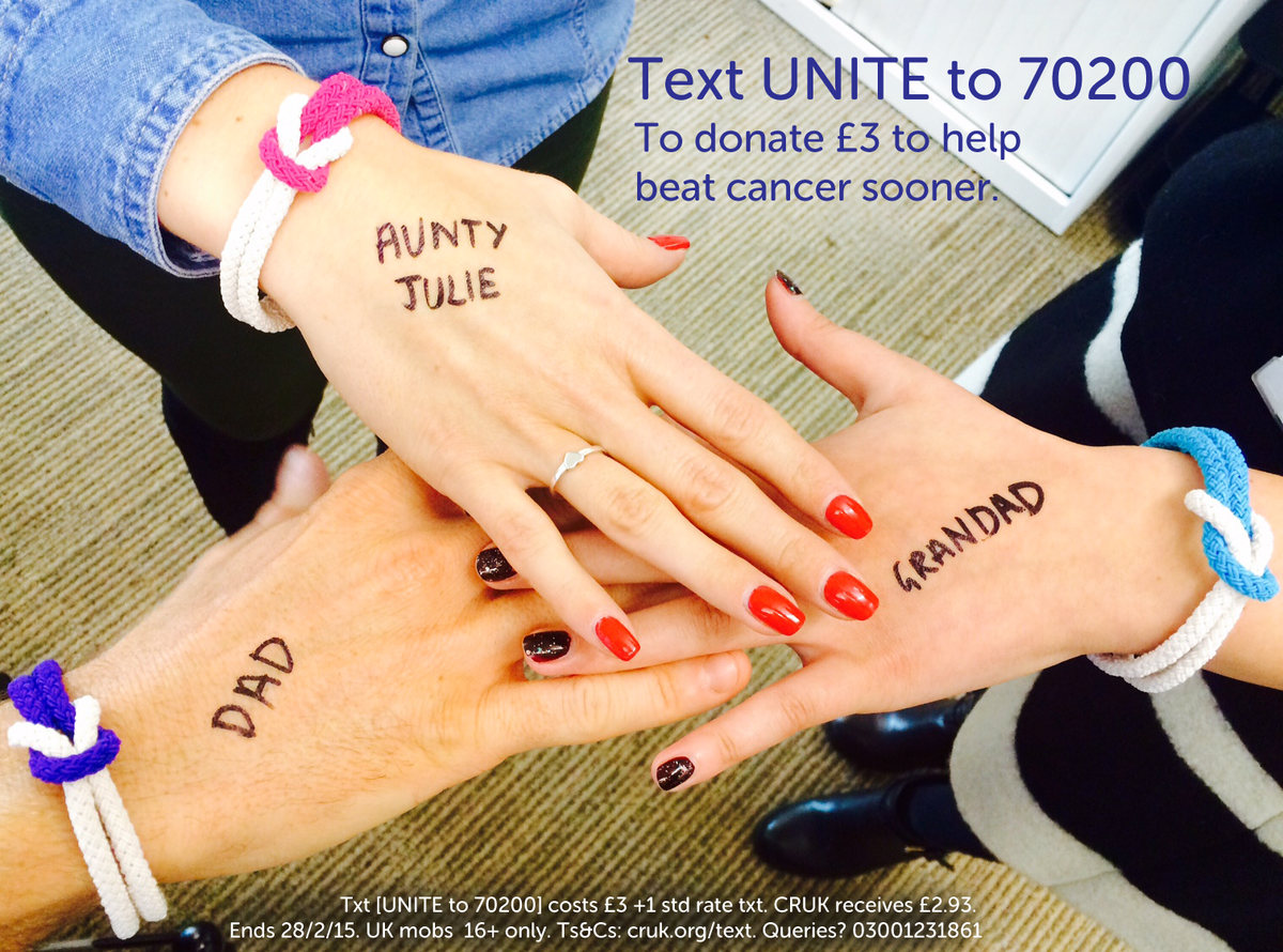 CR_UK's tweet photo. Text UNITE to 70200 to donate and make history with us today for #WorldCancerDay. #WeWillUnite http://t.co/AR1aDVnAGT