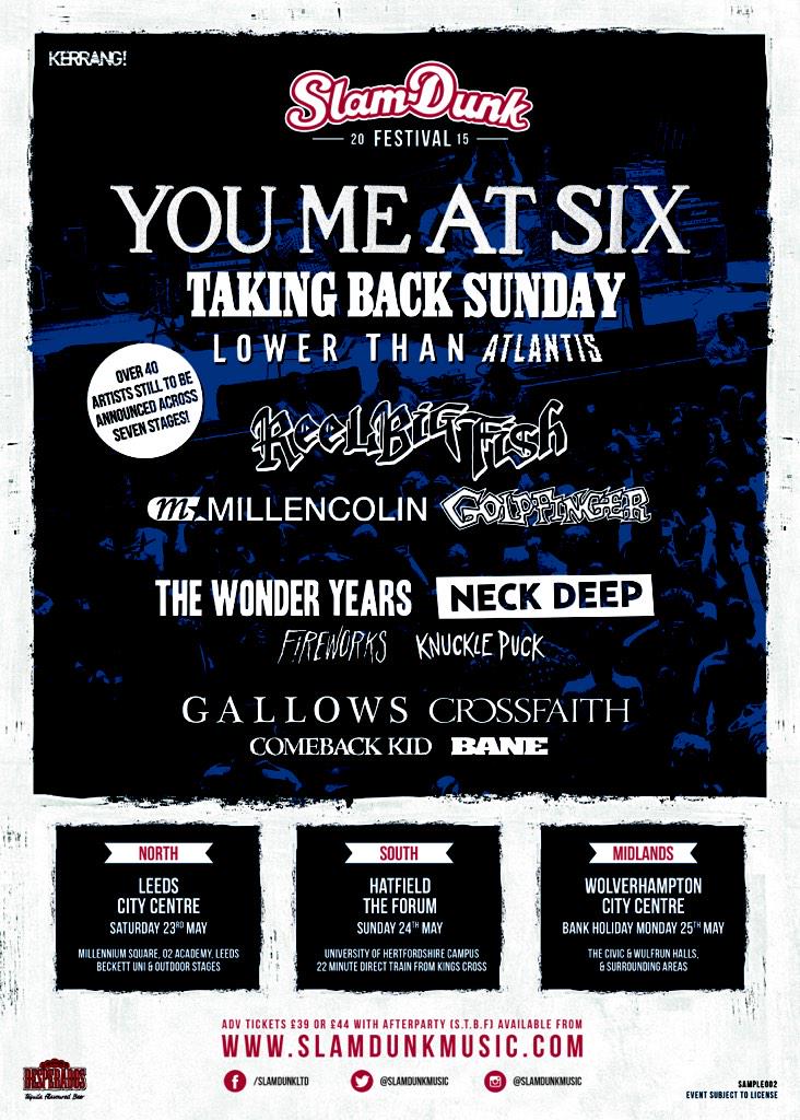 joshmeatsix's tweet image. SLAM DUNK FESTIVAL 2015: So we're back where it all began for our band back in 2007. slamdunkmusic.com