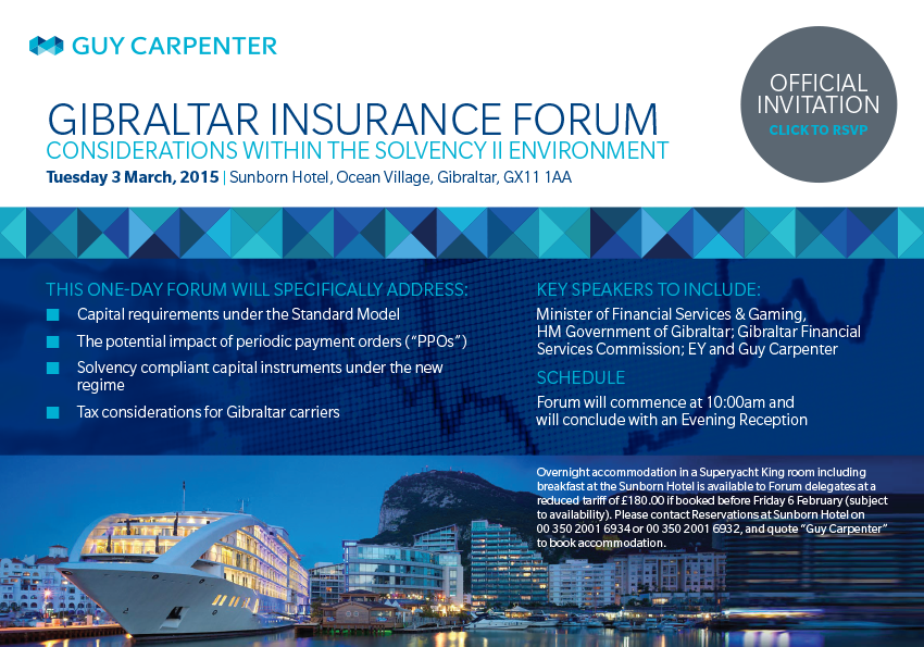<a href="/ChairmanGIA/">Gibraltar Insurance Association</a> #GuyCarpenter Insurance Forum with #EYLtd facebook.com/events/2958012…  3 March 2015 <a href="/SunbornGib/">Sunborn Gibraltar</a>