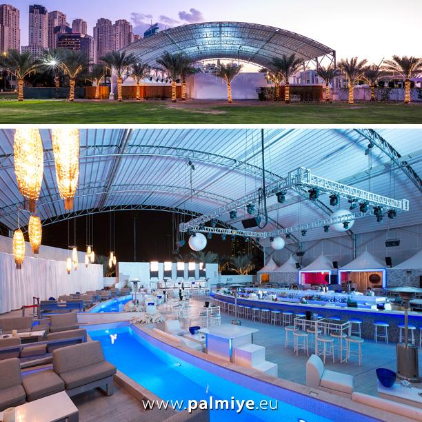 1600m2 #retractableroof Habtdoor Grand XL Beach Club #dubai #palmiye