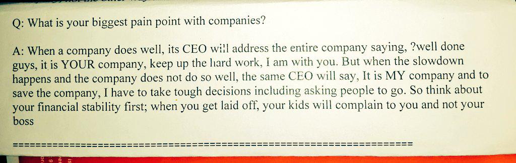 Most interesting life lessons from an interview Q&amp;A.