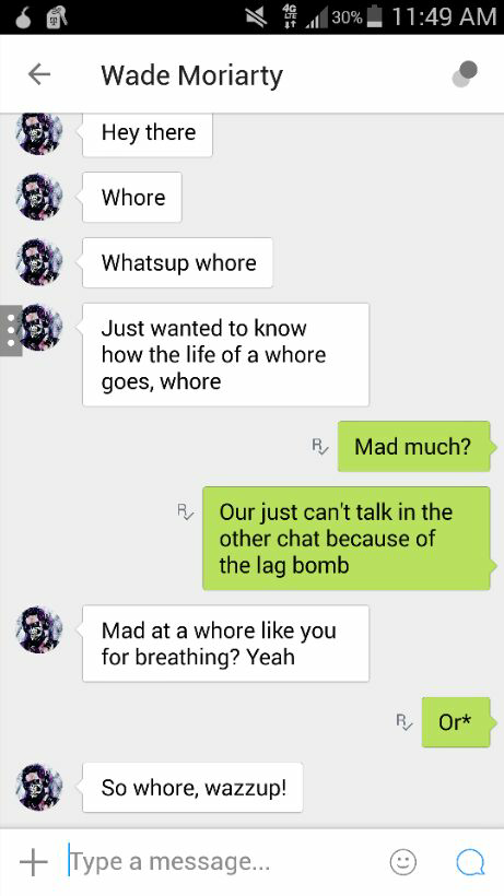 PedoHuntOps's tweet photo. http://t.co/Uc0hznhU2w Wade here decided callin a 15yr old girl a whore was a good idea after harassing her for weeks http://t.co/OzynICjXr6