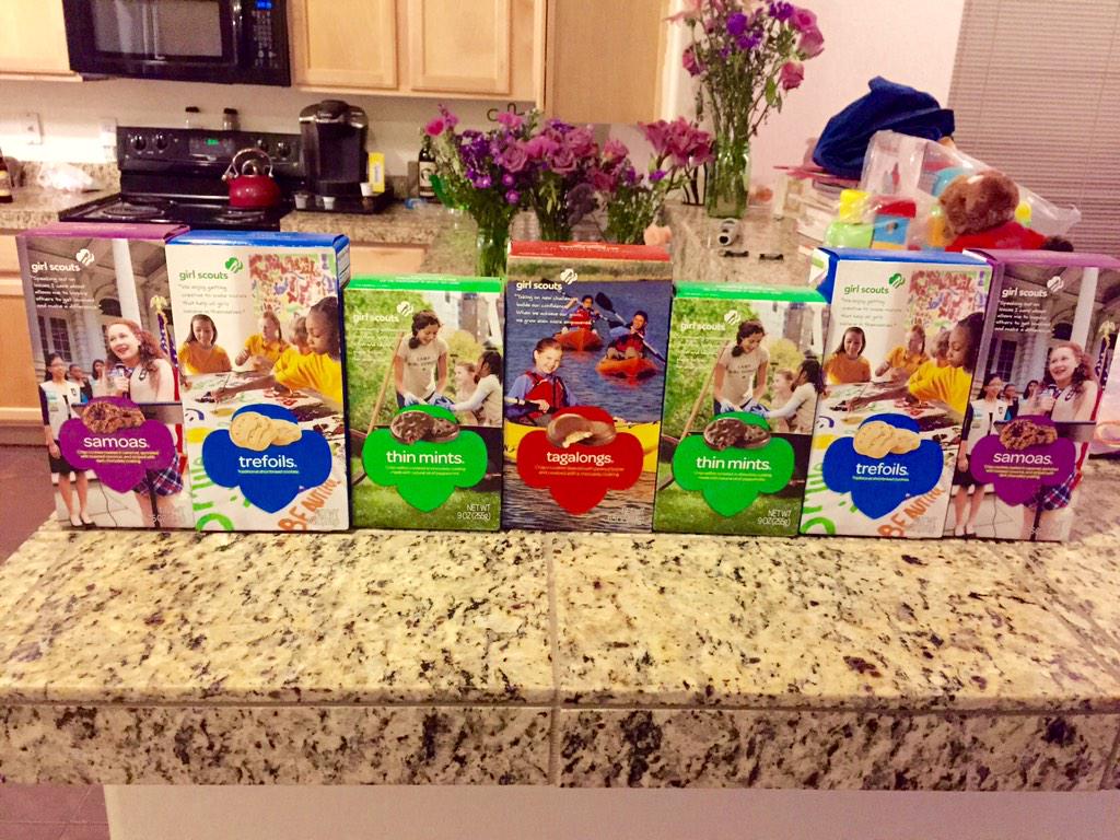philrabon's tweet photo. Girl Scout cookies! Some of them might even make it until my wife gets home! http://t.co/OMlIjATws0